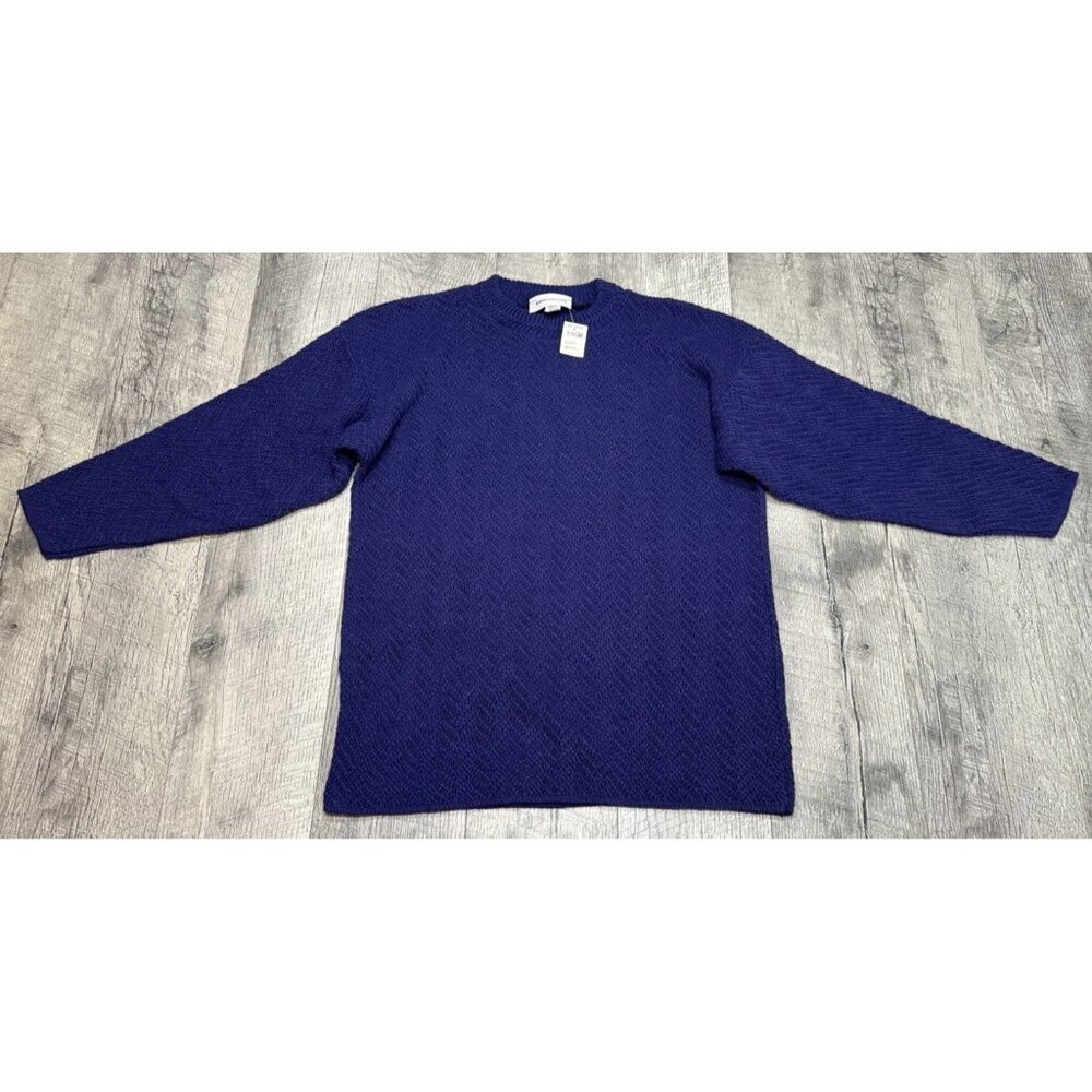 Lauren Brooke Sweater Womens Medium Blue Ribbed Pattern Knit Retro Vintage 80s